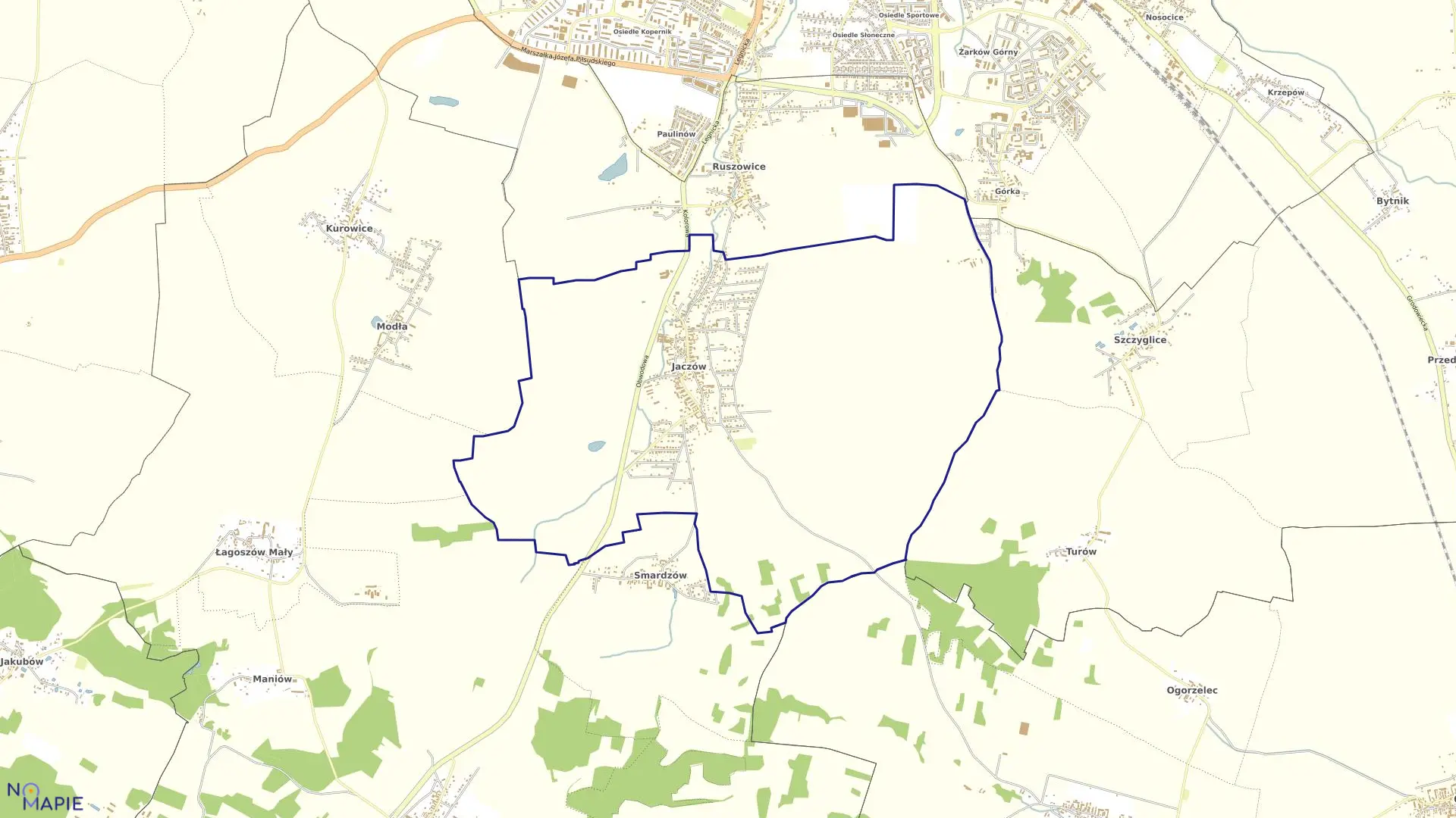 Mapa obrębu JACZÓW w gminie Jerzmanowa