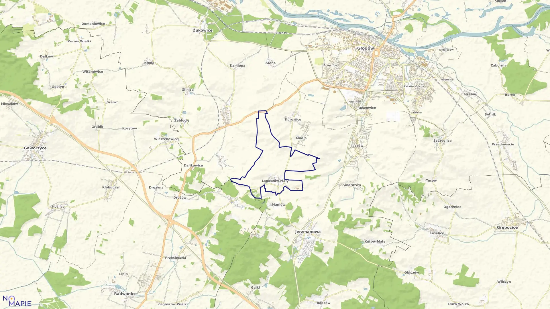 Mapa obrębu ŁAGOSZÓW MAŁY w gminie Jerzmanowa
